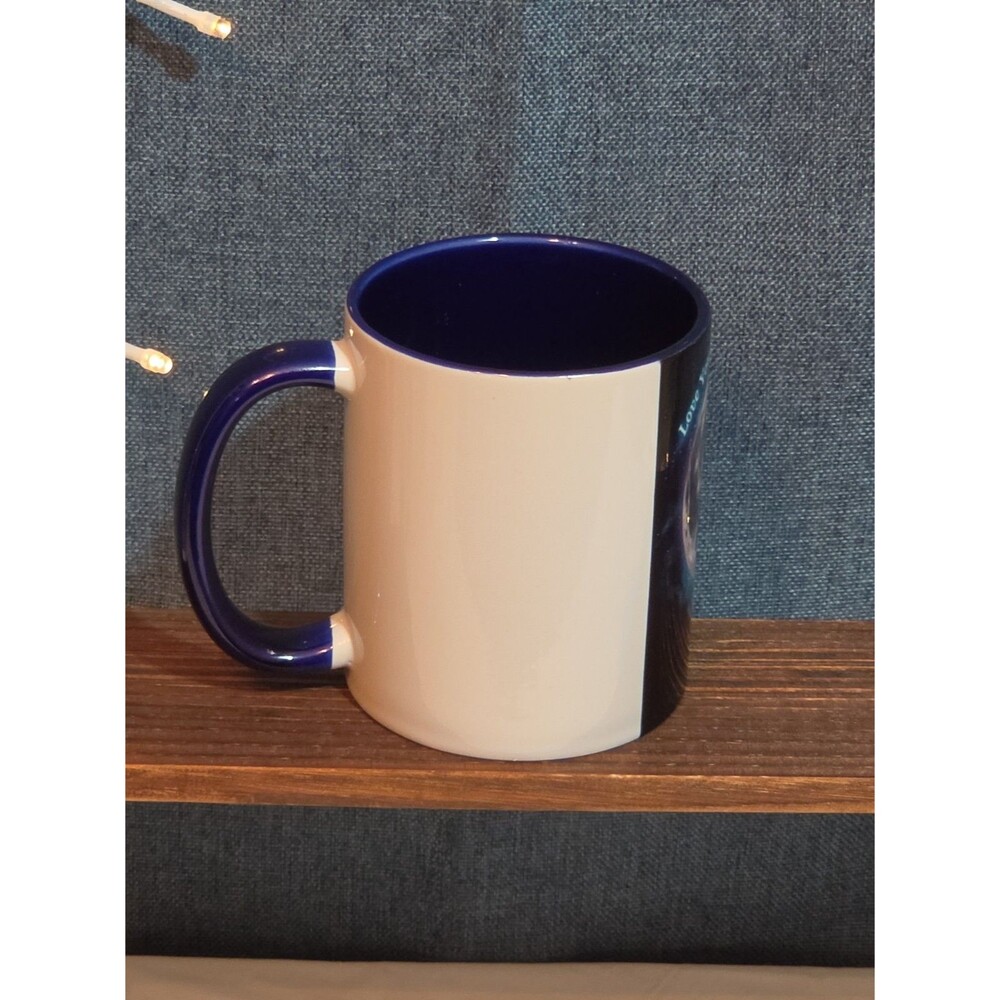Love You To The Moon Ceramic Coffee Mug Navy Two-Tone New - Picture 11 of 16